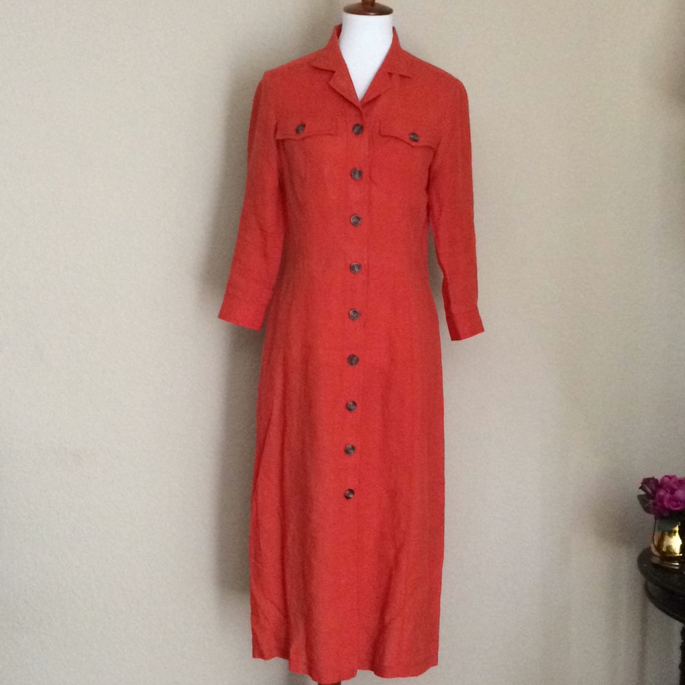 MaxMara Weekend Line Linen Long Dress Button Down